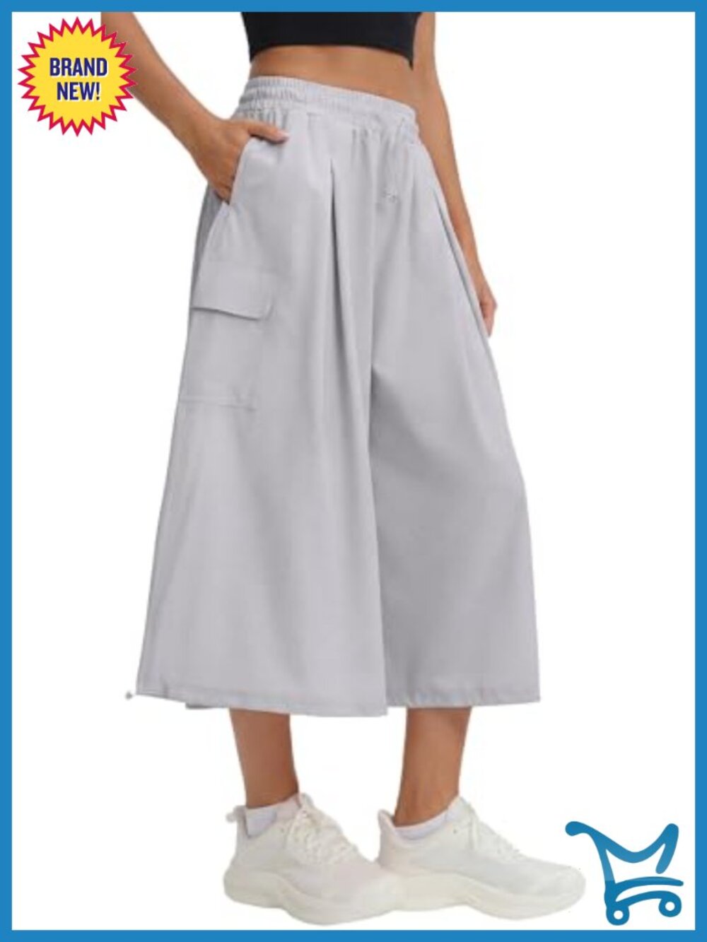 Wide Leg Capri Pants Quick Drying Elastic Waist Hiking Culottes